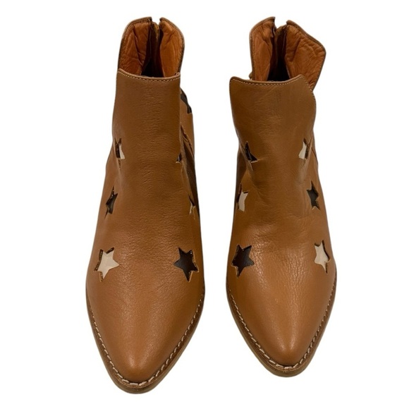 SILVIA COBOS Shoot For The Moon Brown Tan Leather Ankle Boots Size 7 - Picture 6 of 8